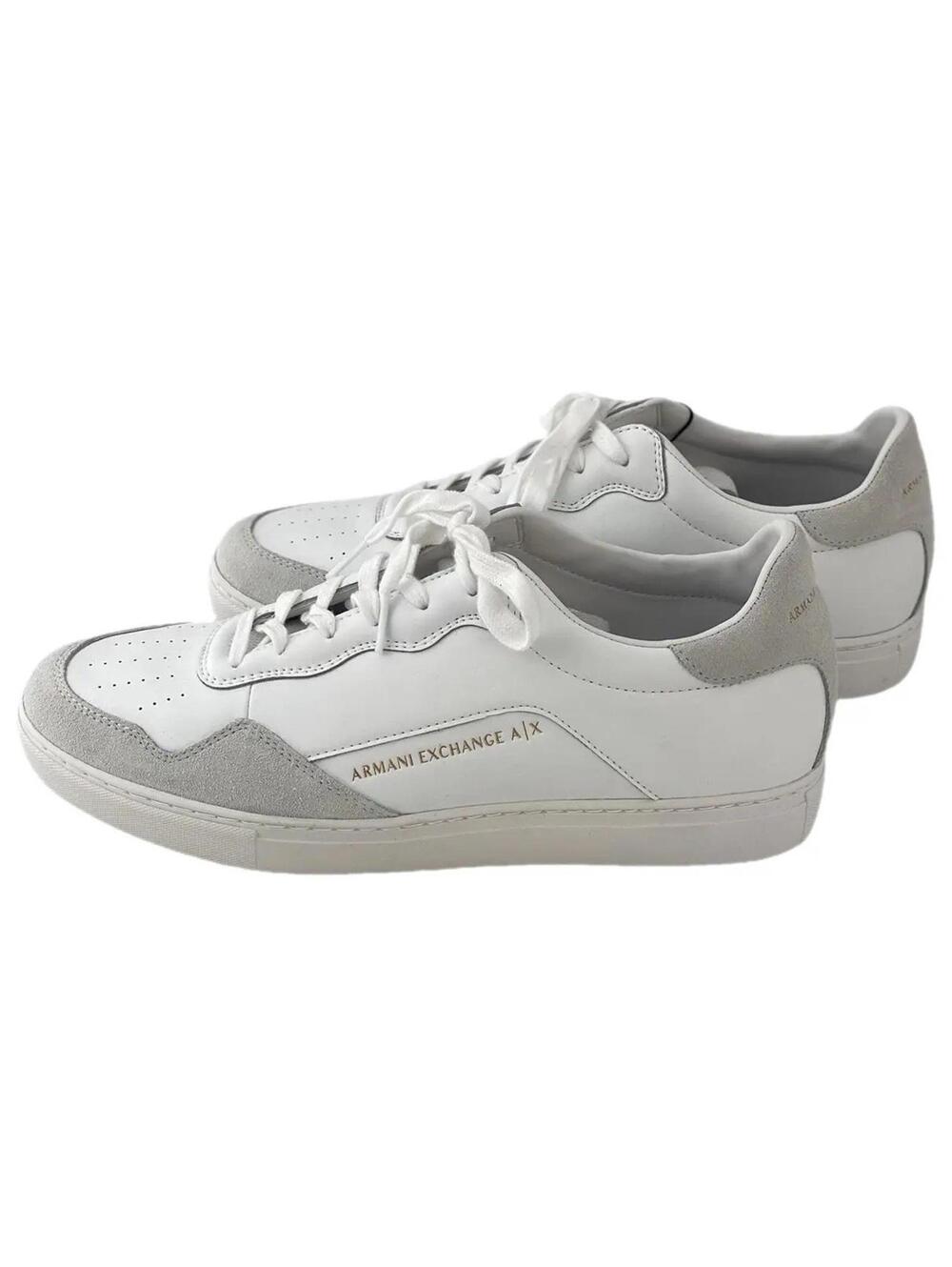 Armani Exchange low-top "Optical White" Gold Logo sneakers Mens US 8 W/Shoelaces